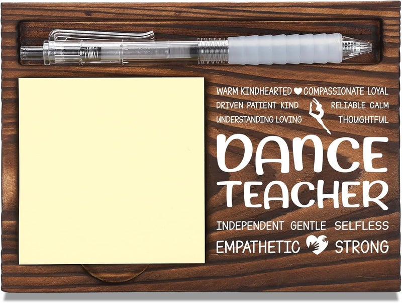 FTONENI Dance Teacher Appreciation Gifts, Inspirational Office Decor for Dancing Teacher, Thank You Gifts for Dance Instructor, Sticky Note Holder Wooden Notepad & Pen Holder 6.5" x 4.7" - FTA242 - Image 1